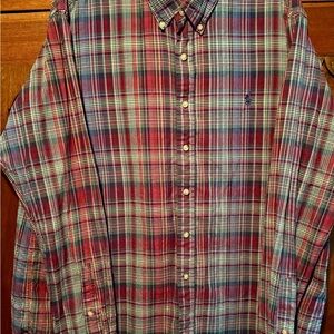 Ralph Lauren Red and Blue Plaid Button-Down Shirt